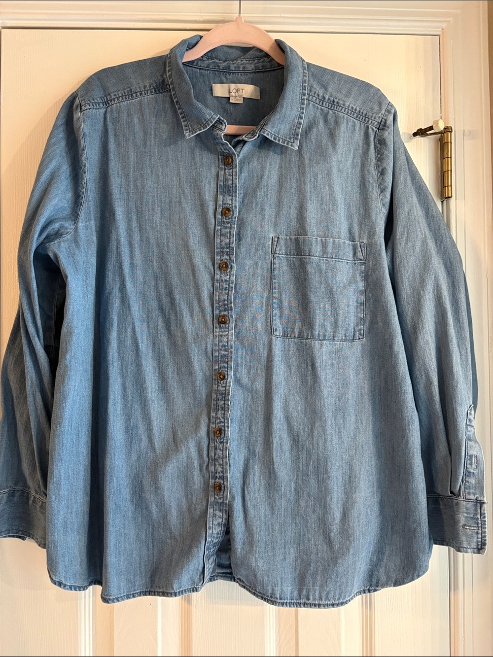 LOFT Light Blue Denim Button-Down Shirt